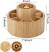SOUJOY Bamboo Pen Holder Organizer, 360° Rotating Art Supply Caddy with 11 Compartments, Holds 200+ Pencils, Office Box