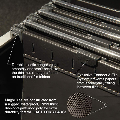 Ultimate Office MagniFile Hanging File Folders, Set of 2, Black, 1/2" Box-Base