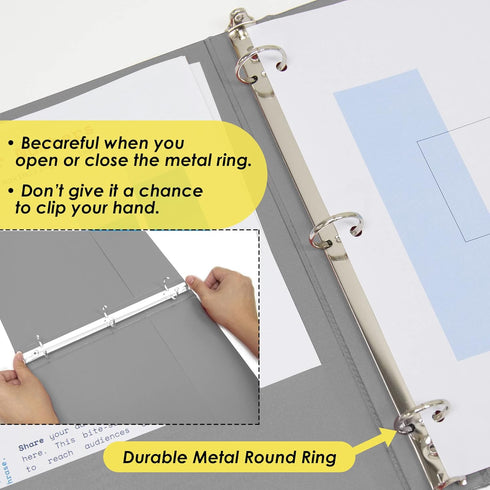 BAZIC 3 Ring Binder 1" Economy View Organizer - Grey, Round Ring, Holds 175 Sheets Paper, 1-Count