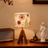 14.96in, 9W 3-Color Dried Flowers Tripod Table Lamp LED Cute Bedside Lamp with Flowers Linen Lampshade for Nursery