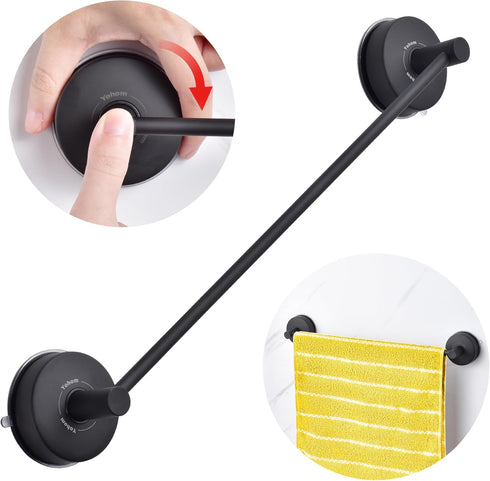 YOHOM Suction Cup Towel Bar for Shower 17 Inch Stainless Steel Bathroom