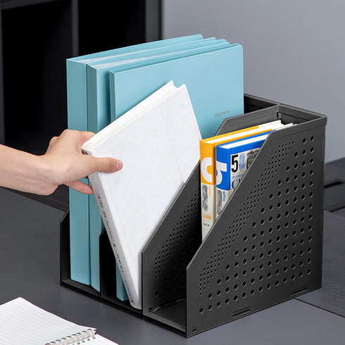 SAYEEC 2Pcs Collapsible Plastic Magazine File Holder, Sturdy Upright Desktop Organizer for Office, School, Home (3