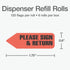 Redi-Tag 91037 Arrow Message Page Flag Refills, Red, 120 per Roll, Box of 6