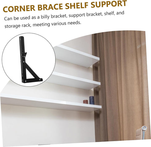 2pcs ULTECHNOVO Stainless Steel Folding Shelf Bracket Wall-Mounted Triangle Hinge for Table Bench Storage Rack