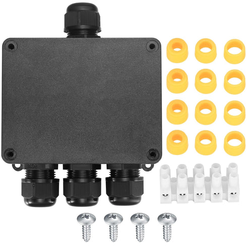 Waterproof IP68 Electrical Junction Box, 4-Way External, Cable Connector Box for 4-12mm Wire Range (1Pcs)