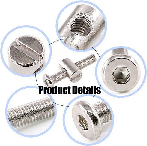 Glarks 100Pcs M6 35/45/55/65/75mm x Hex Drive Socket Cap Furniture Barrel Screws Bolt Nuts Assortment Kit