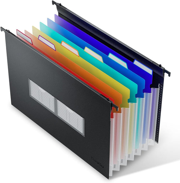 ThinkTex Plastic Expanding Hanging File Folders, Legal Size, 7 Accordion Pockets, Large Capacity, Multi-Color Tabs