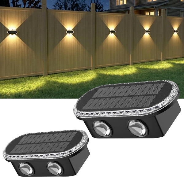 Ellasay Fence Lights Solar Powered: Outdoor LED Wall Lighting Dual Beam and