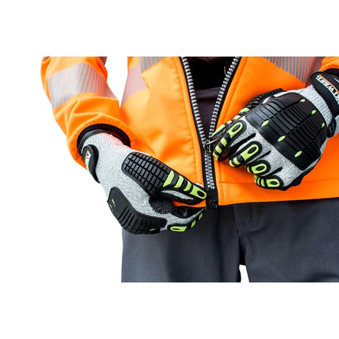 Portwest A722 Anti Impact Safety Work Gloves, Cut Resistant, Gray/Black, Large