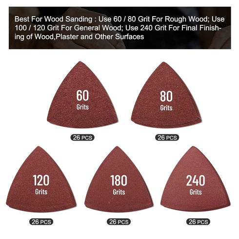 136Pcs Oscillating Tool Sanding Pad Kit, 6Pcs Triangle Sanding Pads and 130Pcs Multitool Sandpaper