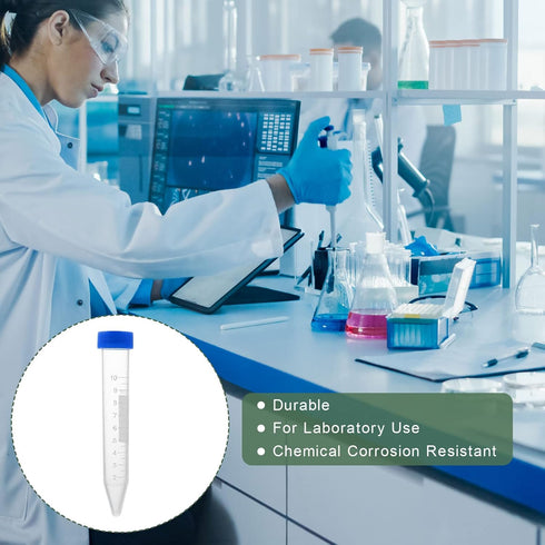 YOKIVE Pack of 10 Plastic Centrifuge Tube, Laboratory Tube with Conical Bottom, Great for Molecular Biology, Blue, 10ml