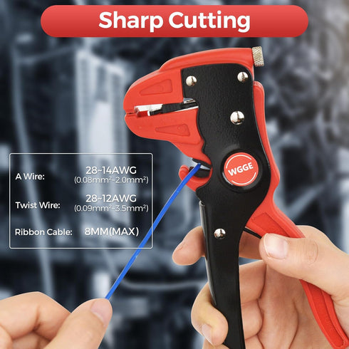 WGGE Automatic Wire Stripper and Cutter, 2 IN 1 Tool for 10-24 AWG Electrical Cable Stripping, Eagle Nose Pliers