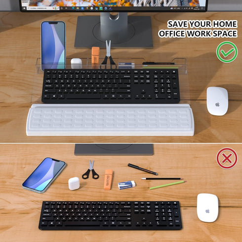 Typing&Working,3-Level Clear2+white Keyboard Riser,Computer Stand Acrylic Tilted Holder for Easy Ergonomic Height