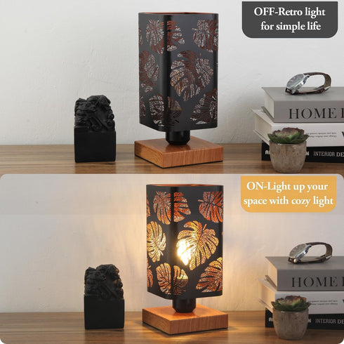Dimmer, Dimmable Rustic Table Lamp with Small Black Industry Metal bedside Lamp, fully Rotary Switch, Night Light