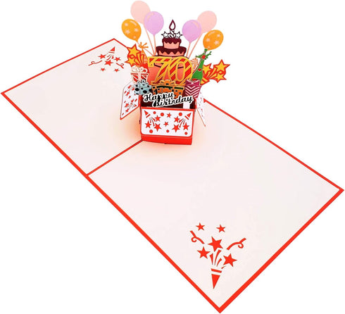 iGifts And Cards Happy 70th Red Birthday Party Box 3D Pop Up Greeting Card – Seventy, Balloons, Unique Celebration