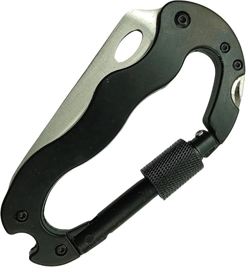 Multitool Carabiner with Folding Knife - EDC Keychain Carabiner with Built-in Pocket Knives and Screwdriver for Outdoor