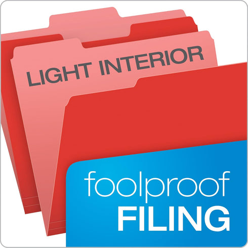 Pendaflex Two-Tone Color File Folders, Letter Size, Red, 100 per box