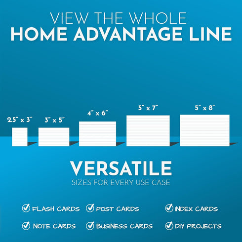 5x7 50 Pack Home Advantage Ruled Index Cards - Our of Lined Notecards Use Heavy Duty Cardstock to Make Them Bleed Proof