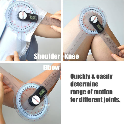 GemRed 12" Digital Goniometer, 360 Degree Physical Therapy Plastic Protractor for Joint Range of Motion