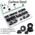 Aienxn 136PCS 6 -M3, M4, M5, M6, M8, M10 Metric Sizes Black Carbon Steel Hex Flange Nuts Assortment Kit