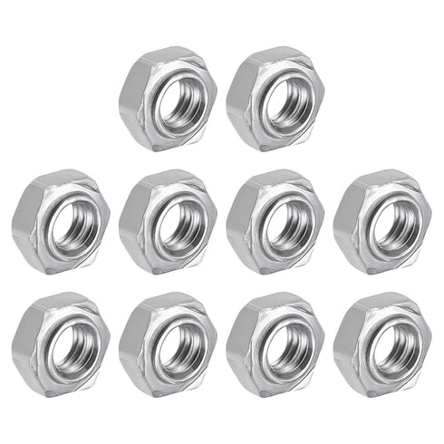Hex Weld Nuts Steel (1/4-20 Thread Size) 10Pcs, Carbon Steel Hexagonal Nuts for Machinery Industry, Home Furniture