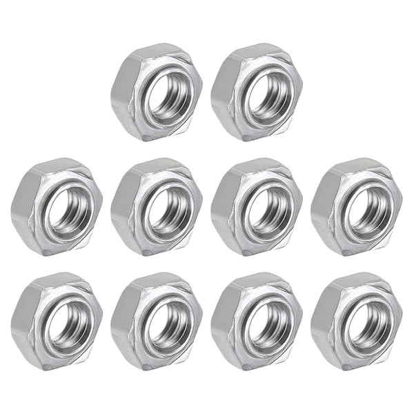 Hex Weld Nuts Steel (1/4-20 Thread Size) 10Pcs, Carbon Steel Hexagonal Nuts for Machinery Industry, Home Furniture