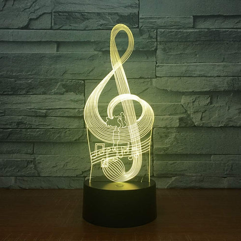 Warm Light Music Note 3D Night Light, 7 Colors Changing Optical Illusion Touch Table