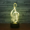 Warm Light Music Note 3D Night Light, 7 Colors Changing Optical Illusion Touch Table