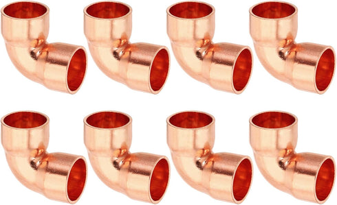 PATIKIL 5/8" ID 1.2mm Thick Elbow Copper Fitting, 8pcs 99.9% Pure Copper Pipe Connector