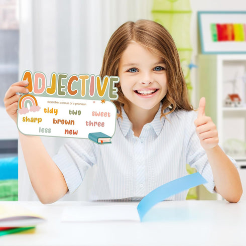 Sherr 26 Pcs Parts of Speech Posters Set, Boho Grammar Bulletin Board Classroom Educational Language Arts Decor