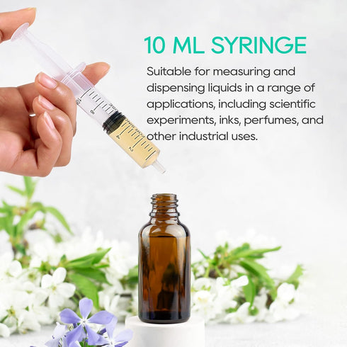 JOLLY PARTY 10ml Syringes 100 Pack Plastic Small Syringe with Tip Cap for Scientific Labs, Measurement, Refilling