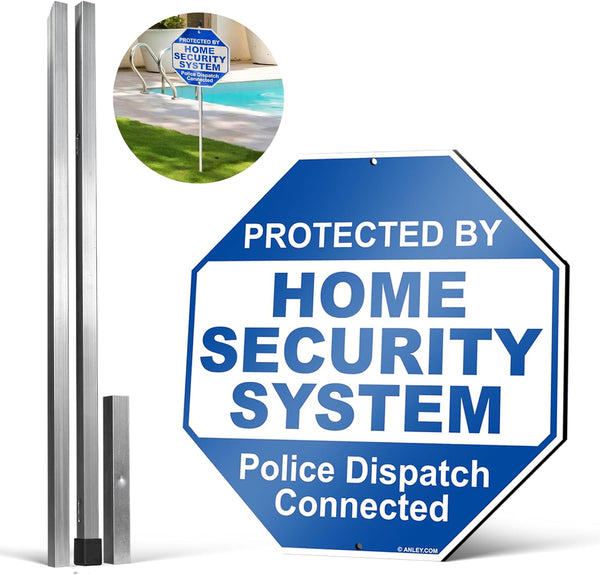 Anley Aluminum Protected By Home Security System Yard Sign 10 x 10