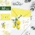 50 Pack Summer Whaline Lemon Gold Foil Thank You Cards Boxed Greeting Cards with Envelopes Stickers Yellow Lemon Flower