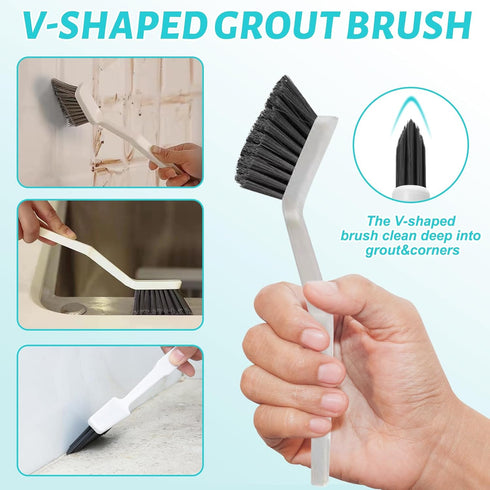 15-Piece Set (6 Crevice Cleaning Brush Narrow Gap, Grout Line & Window Track Brushes for Bathroom, Kitchen, Car Vents