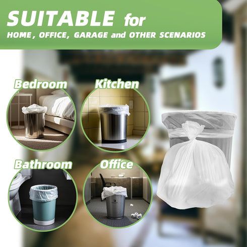 4 105 Count 3G/EACH Gallon Small Trash Bags Tear & Leak Resistant Small Garbage Bags For Bathroom White Trash Can