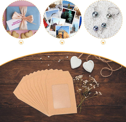 iplusmile Coin Envelopes, 25pcs Window Check Envelopes, Kraft Paper with Clear Window for Business Document Storage