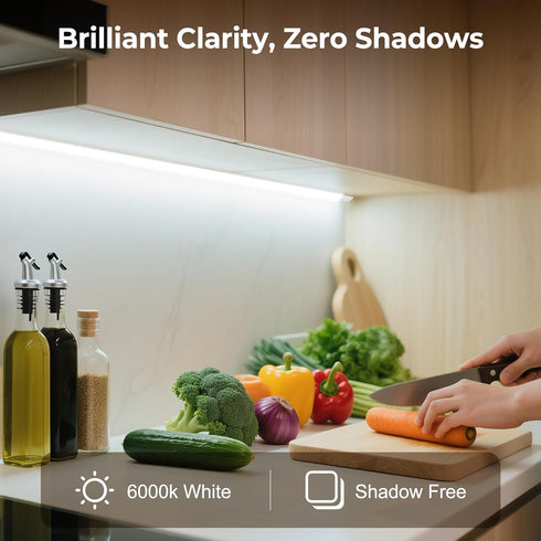 60inch 120V Counter 6000k Plug in Under Cabinet Lighting Strip for Kitchen, Bright LED Under Lights White Slim, Luces