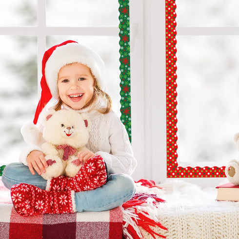 Whaline 69Ft Christmas Classroom Borders, Red Green Xmas Trim Stickers for School Office Christmas Decor