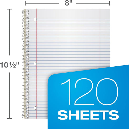 Oxford Spiral Notebook 3 Pack, 3 Subject, College Ruled Paper, 120 Sheets, 2 Dividers, 8 x 10-1/2 Inches, Black, Red,