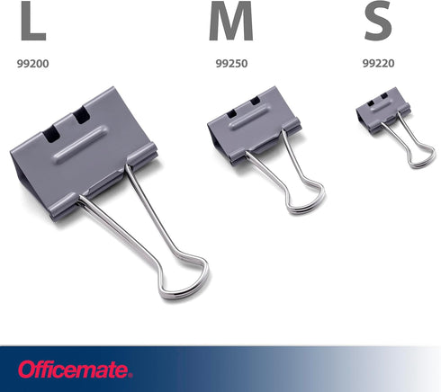 Officemate EZ Binder Clips, Large Size, 12/Box, Gray (99200)