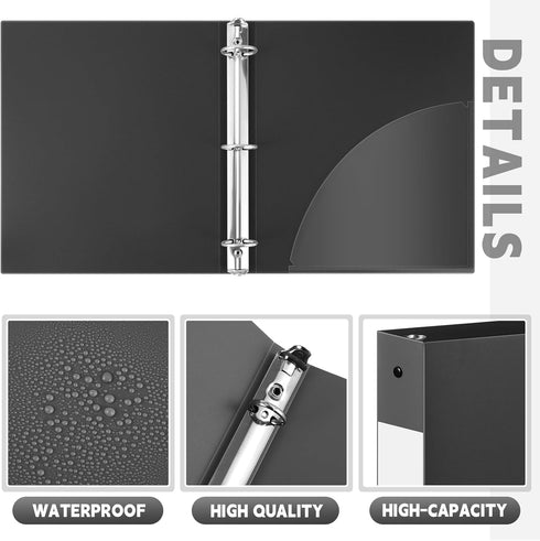 Henoyso 12 Pcs 1.5 Inch 3 Ring Plastic Binder, Holds up to 8.5 x 11 Inch Paper, Loose Leaf Binder for School Office