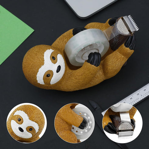 Tape Dispenser Cute Sloth Tape Holder Resin Desk Tape Cutter Sloth Tape Holder Ornament Novelty Tape Cutting Tools for Home School Office Desk Wrapping Gifts 5.3x2.6x2.9 inch by STUIPIUL