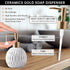 Ceramics Gold Soap Dispenser for Bathroom, 400ml/13.5Oz Refillable Liquid Hand Soap Bottle with Gold Pump (White)