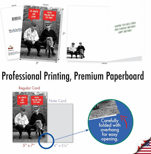 NobleWorks - 1 Funny Birthday Greeting Card with Envelope, Happy Birthday Card for Old Guys, Grown-Up Humor