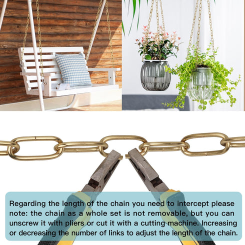 Helunsi 6 6' Lighting Chain, Feet Imitation Copper Light Fixture Chain, Metal Chandelier Chain Extension
