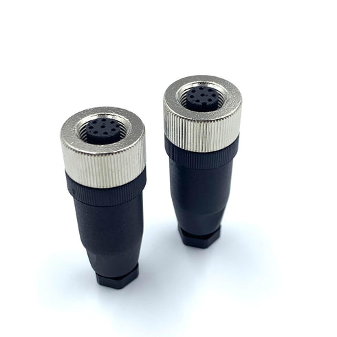 2Pcs M12 8 Pin Female Circular Connector, A Code IP67 Waterproof Field Assembly Wireable Sensor Straight Type Adapter