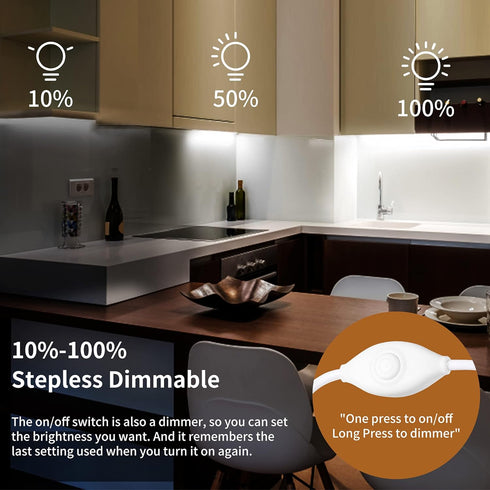 2pcs 12 Inch Dimmable Closet 6000K Counter JUSJUBR Plug-in Under Cabinet Lighting, Light, Cold White Linkable USB LED