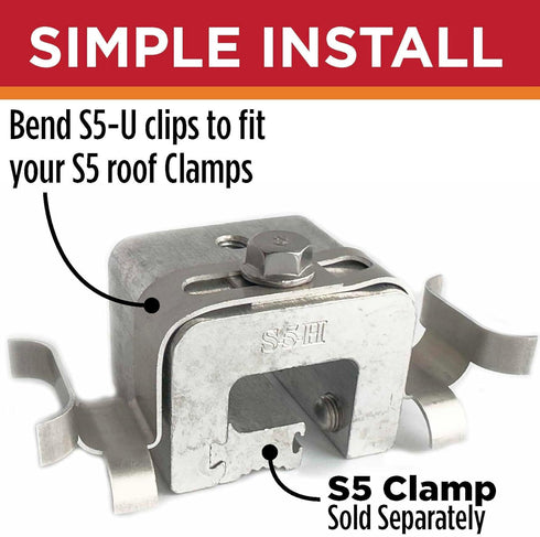 S5-SR-U Heat Cable Clips for Standing Seam Metal Roofs, 10 Pack (Must be Used with S5 Clamps)