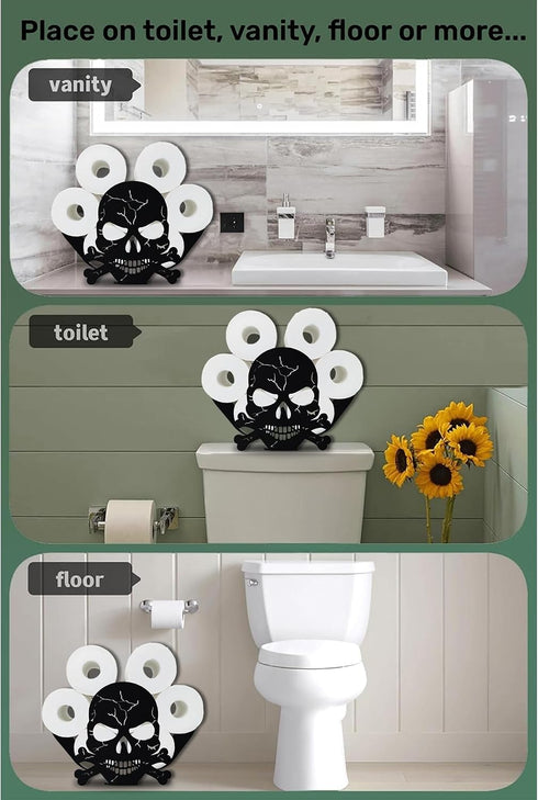 8 Teaeeno Skull Toilet Paper Holder - Animal Toilet Paper Storage, Funny Bathroom Decor, Metal Holder for Extra Rolls