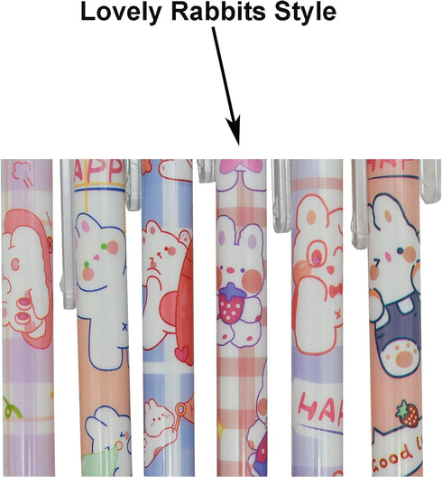 Maydahui 12PCS Rabbits Carrots Gel Pen, Cute Cartoon Pens, Retractable Black Ink for School Supplies